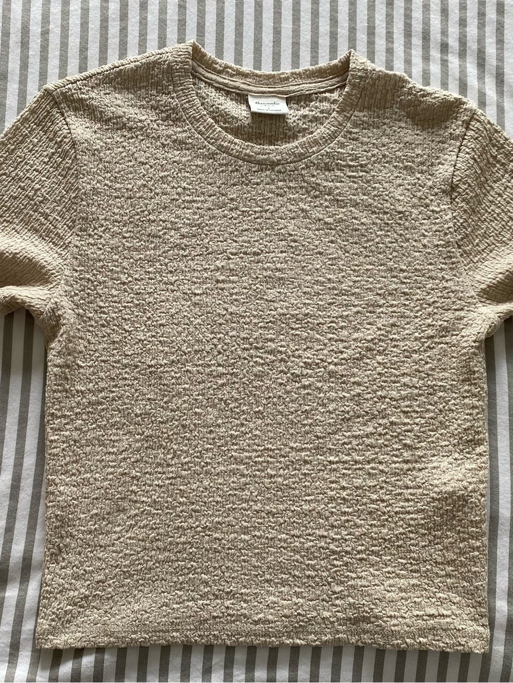 Abercrombie & Fitch Beige Textured Short Sleeve Tee